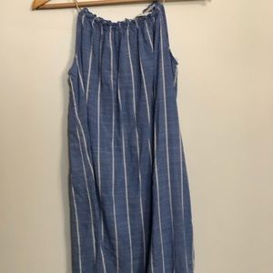 Blue and white striped sack dress/coverup